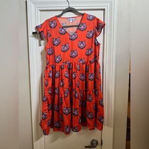 Stewart Simmons Clemson Tiered Orange V-Neck Flutter Sleeve Casual Sundress